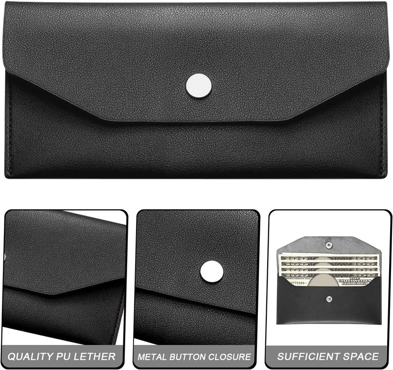 Nolcha Pu Leather Cash Envelope Wallet - Reusable Cash Stuffing Wallet for Men and Women -Black - Image 4